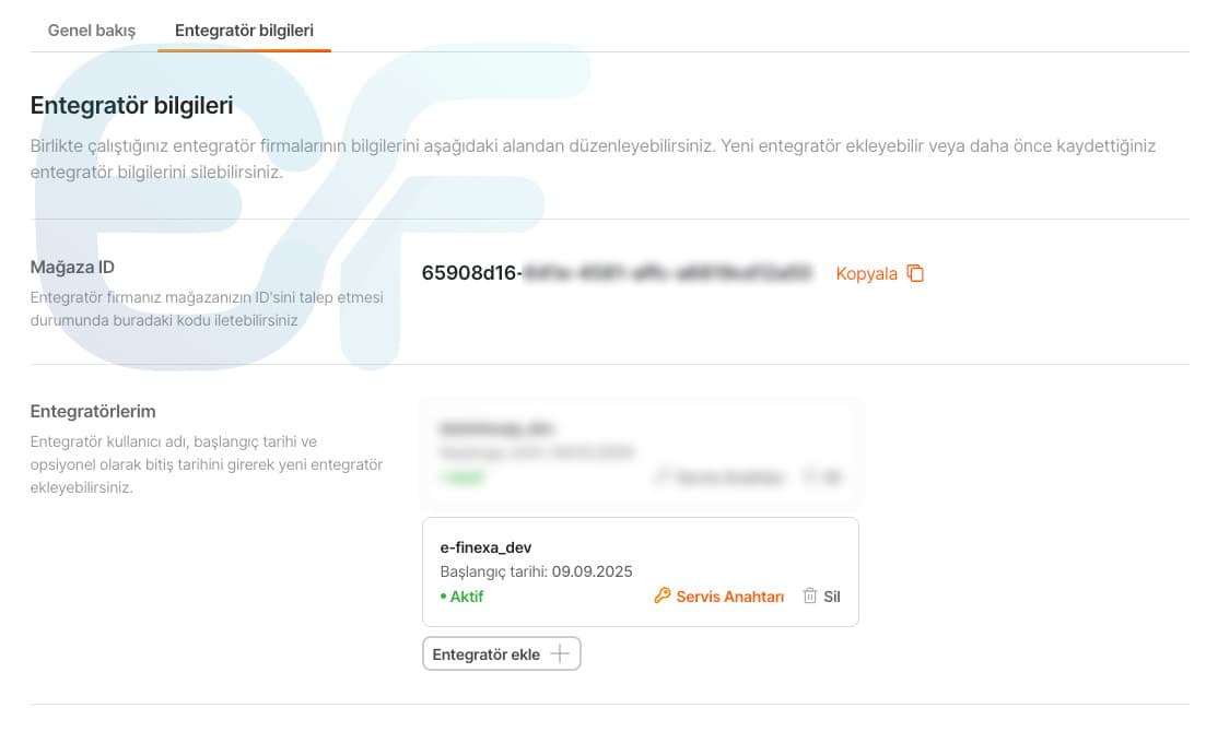 4. adım: Servis anahtarına erişim