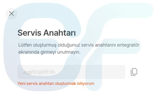5. adım: Servis anahtarının aktarılması