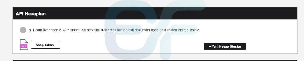 2. adım: Yeni API hesabı